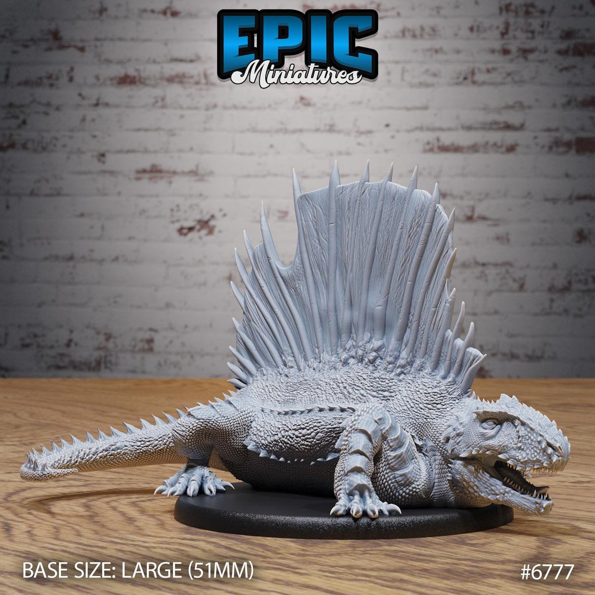Figurine JDR Dimetrodon pour jeu de rôle - Imprimée en résine - Échelle 32mm - Epic Miniature