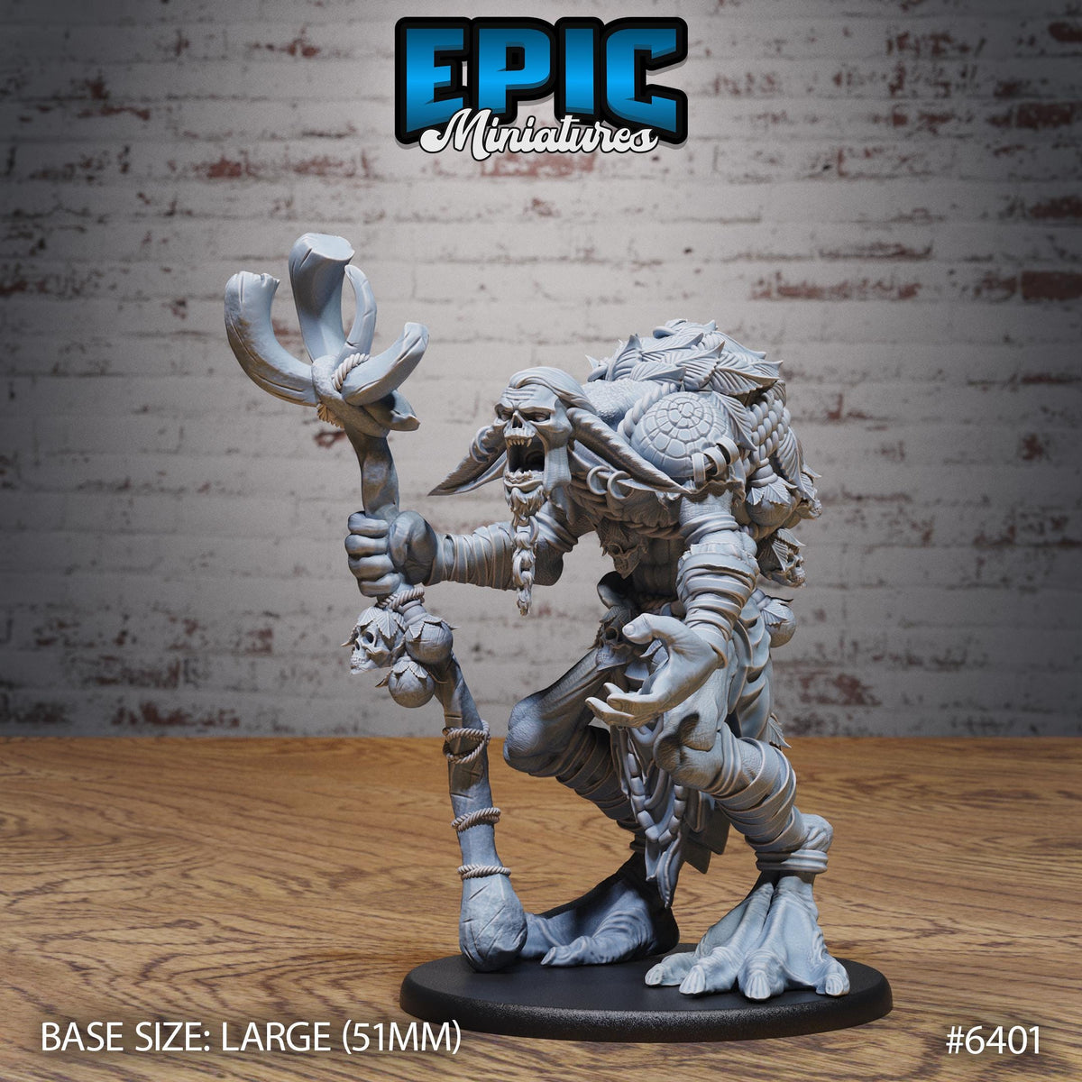 Figurine JDR Troll Shaman pour jeu de rôle - Imprimée en résine - Échelle 32mm - Epic Miniature