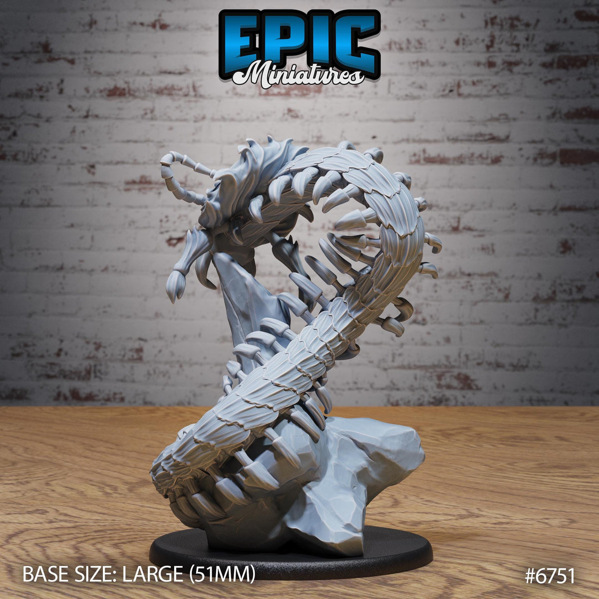 Figurine JDR Primal Centipede pour jeu de rôle - Imprimée en résine - Échelle 32mm - Epic Miniature