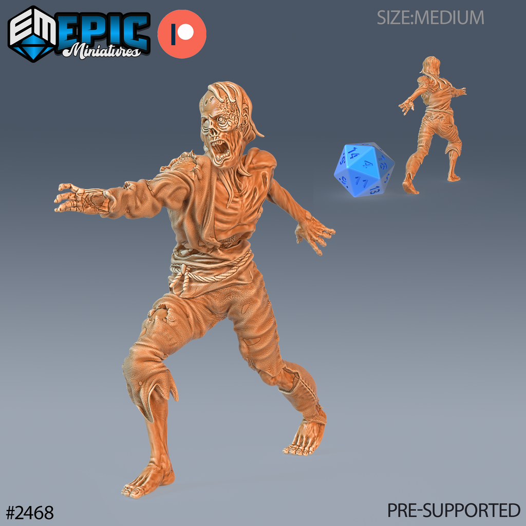 #2468 - Figurine JDR Rotting Zombie Male Reaching pour jeu de rôle - Imprimée en résine - Échelle 32mm - Epic Miniature