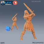 #2470 - Figurine JDR Zombie Knight Female Attacking pour jeu de rôle - Imprimée en résine - Échelle 32mm - Epic Miniature