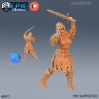 #2471 - Figurine JDR Zombie Knight Female Angry pour jeu de rôle - Imprimée en résine - Échelle 32mm - Epic Miniature