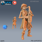 #2479 - Figurine JDR Skeleton Musician Saxophone pour jeu de rôle - Imprimée en résine - Échelle 32mm - Epic Miniature