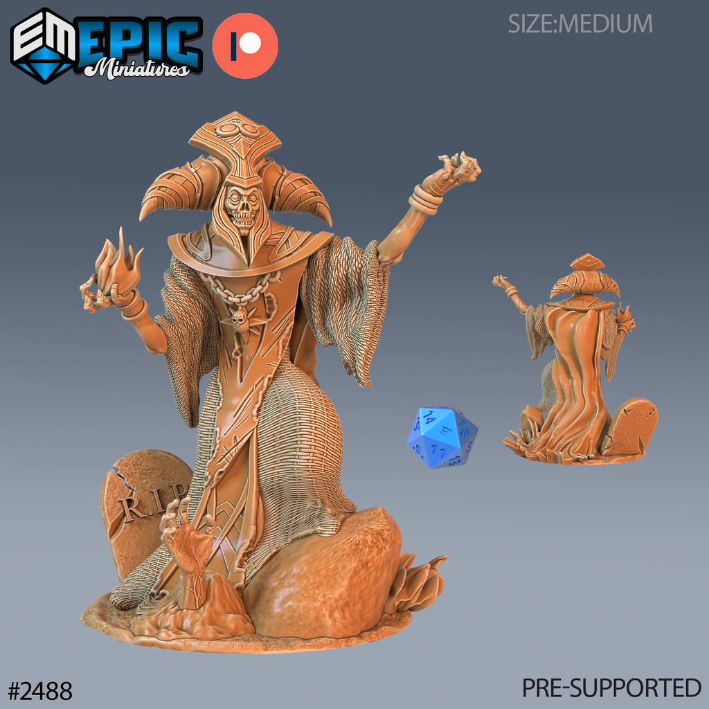#2488 - Figurine JDR Arch Lich pour jeu de rôle - Imprimée en résine - Échelle 32mm - Haunting Catacombs - Epic Miniature