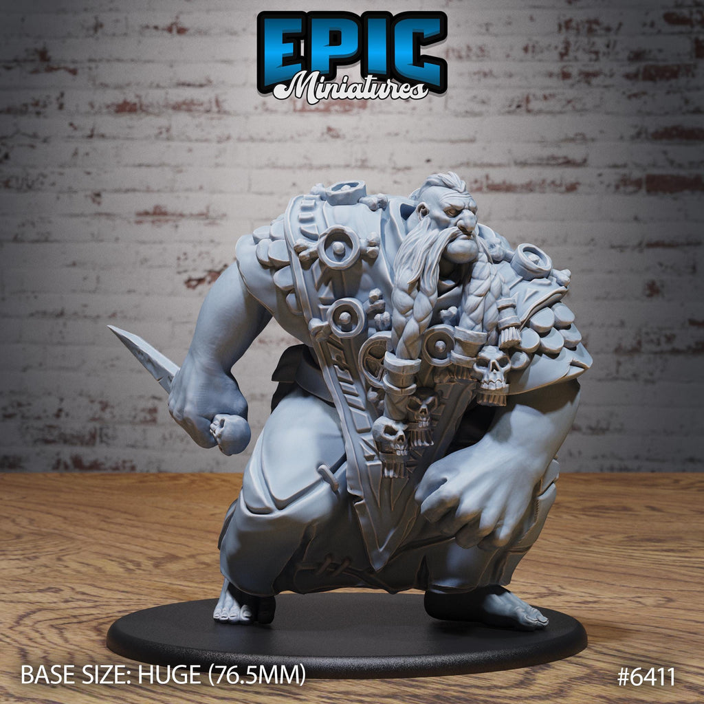 #6411 - Giant Shaman Crouching RPG Miniature for roleplaying games - Resin printed - 32mm scale - Epic Miniature