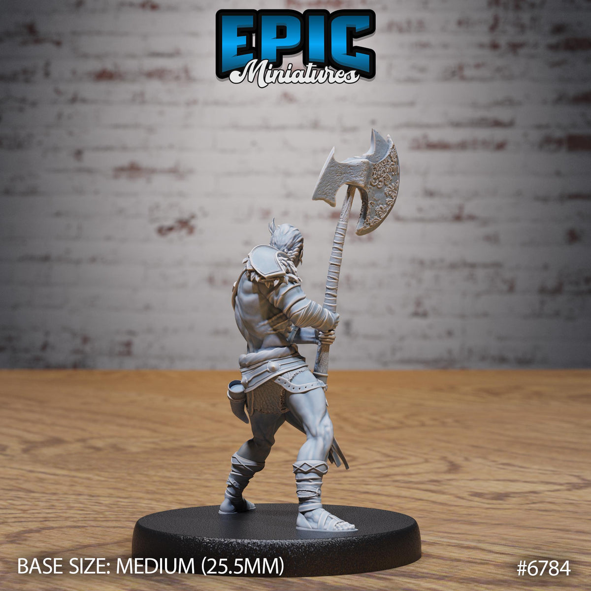 #6783 - Figurine JDR Axe Barbarian pour jeu de rôle - Imprimée en résine - Échelle 32mm - Epic Miniature