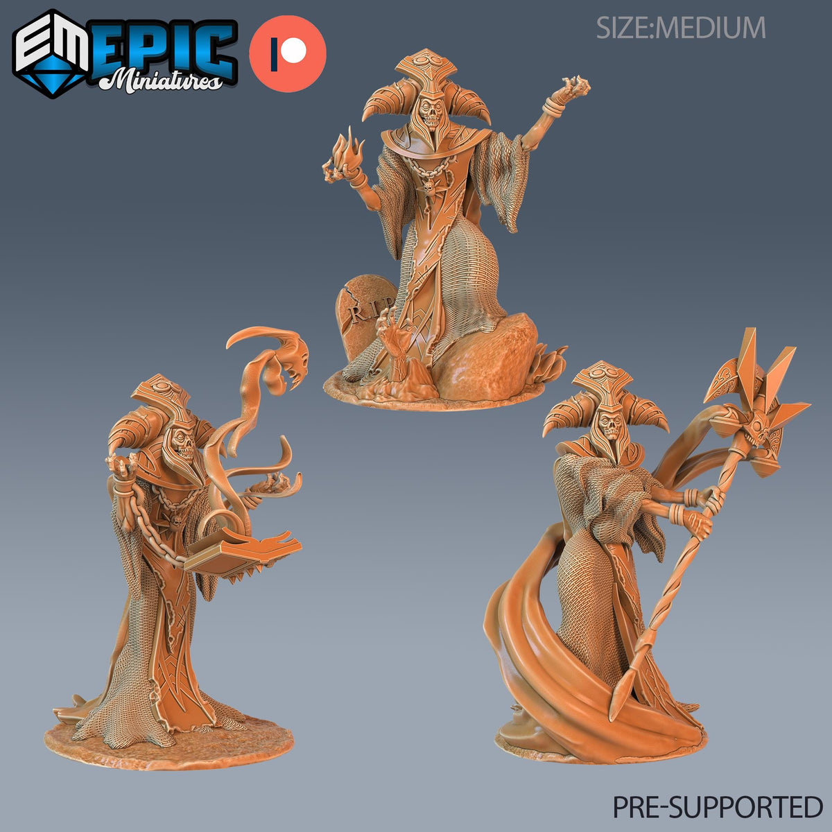 #2487 - Figurine JDR Arch Lich pour jeu de rôle - Imprimée en résine - Échelle 32mm - Haunting Catacombs - Epic Miniature