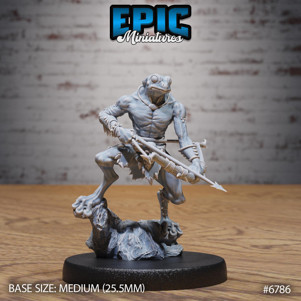 #6785a - Frog Folk Hunter RPG miniature for role-playing games - Resin printed - 32mm scale - Epic Miniature