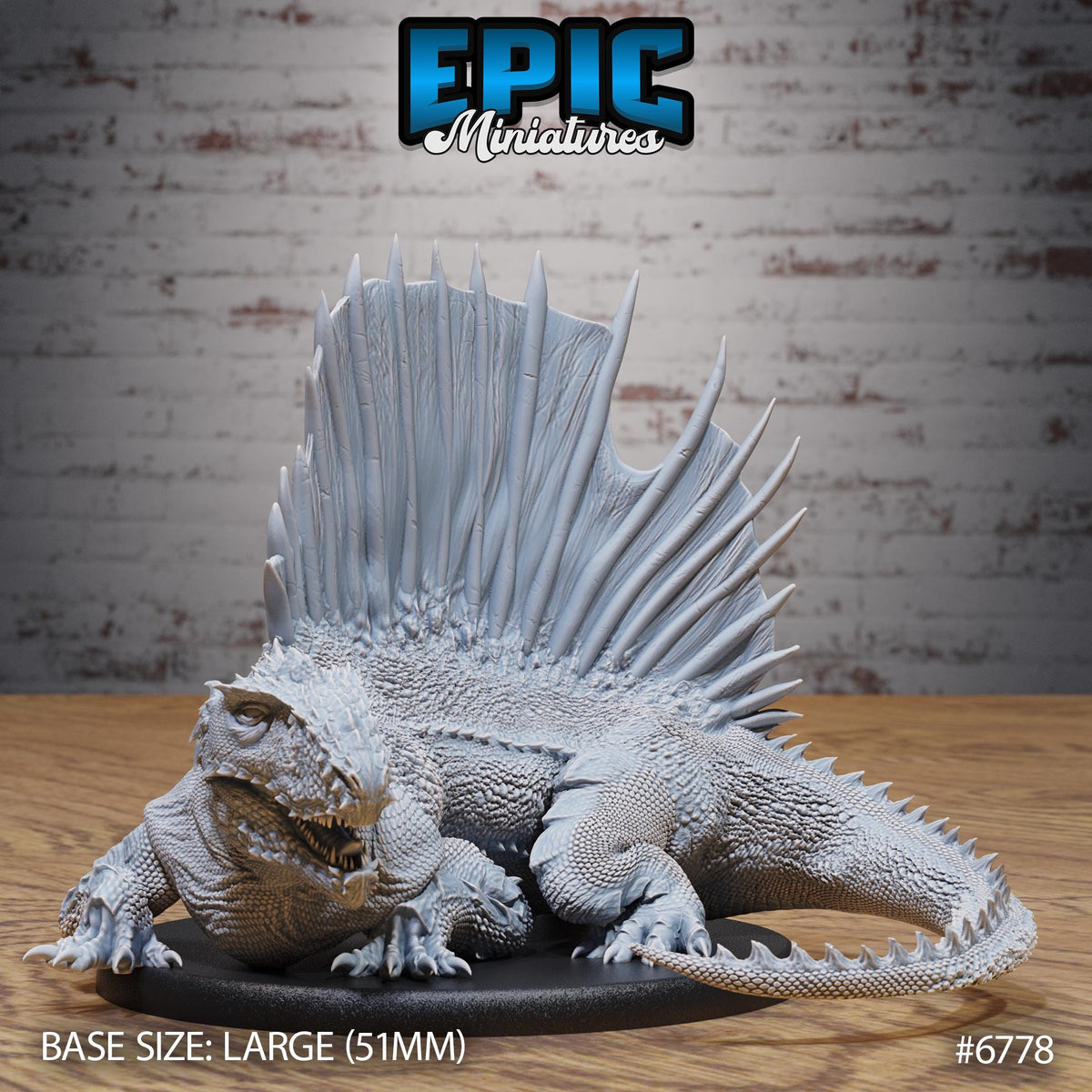Figurine JDR Dimetrodon pour jeu de rôle - Imprimée en résine - Échelle 32mm - Epic Miniature