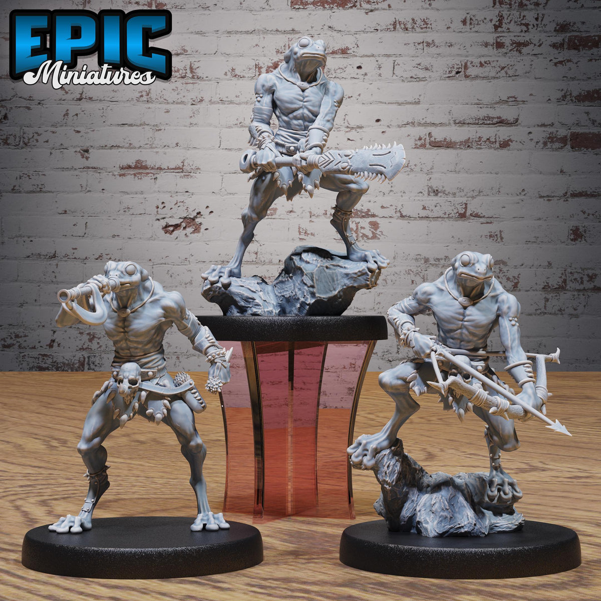 #6785a - Frog Folk Hunter RPG miniature for role-playing games - Resin printed - 32mm scale - Epic Miniature