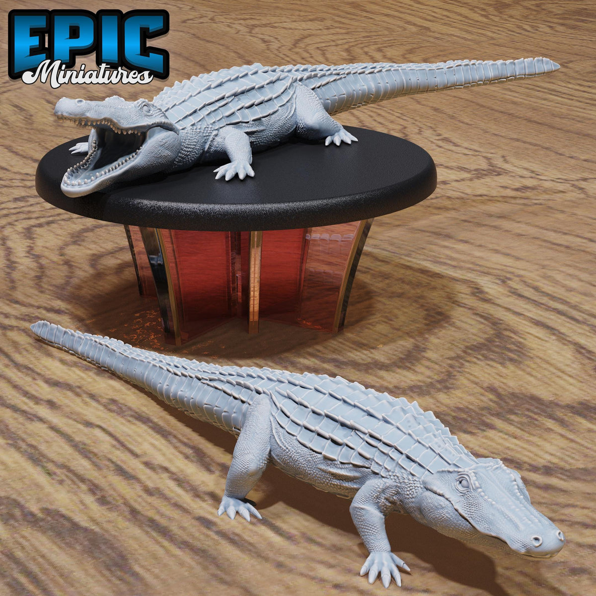 Figurine JDR Alligator pour jeu de rôle - Imprimée en résine - Échelle 32mm - Epic Miniature