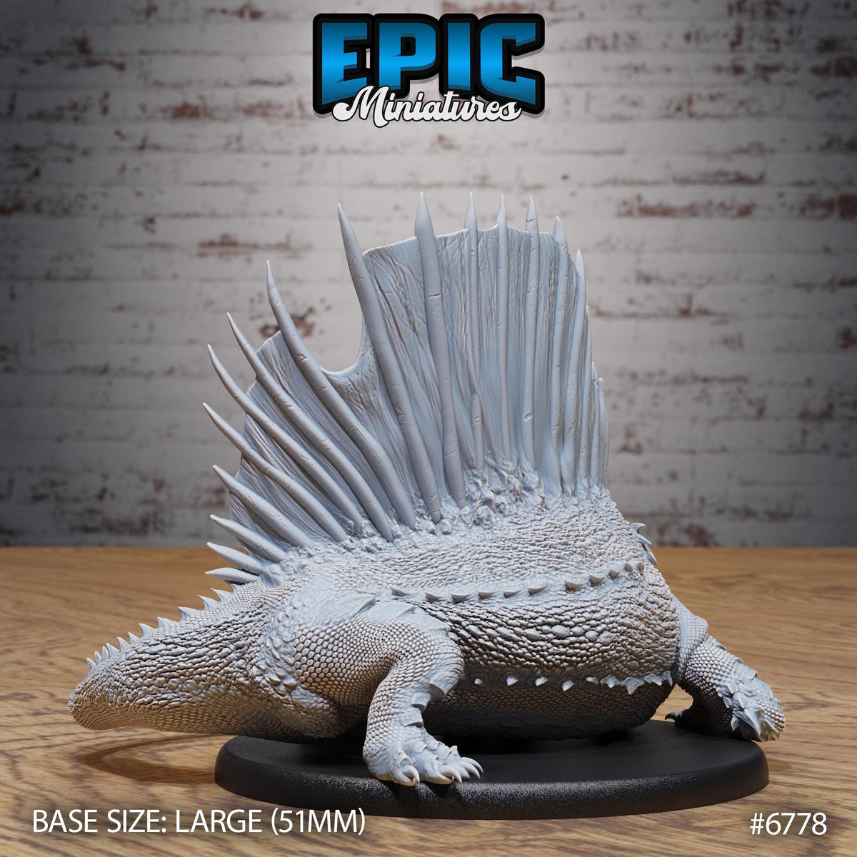 Figurine JDR Dimetrodon pour jeu de rôle - Imprimée en résine - Échelle 32mm - Epic Miniature