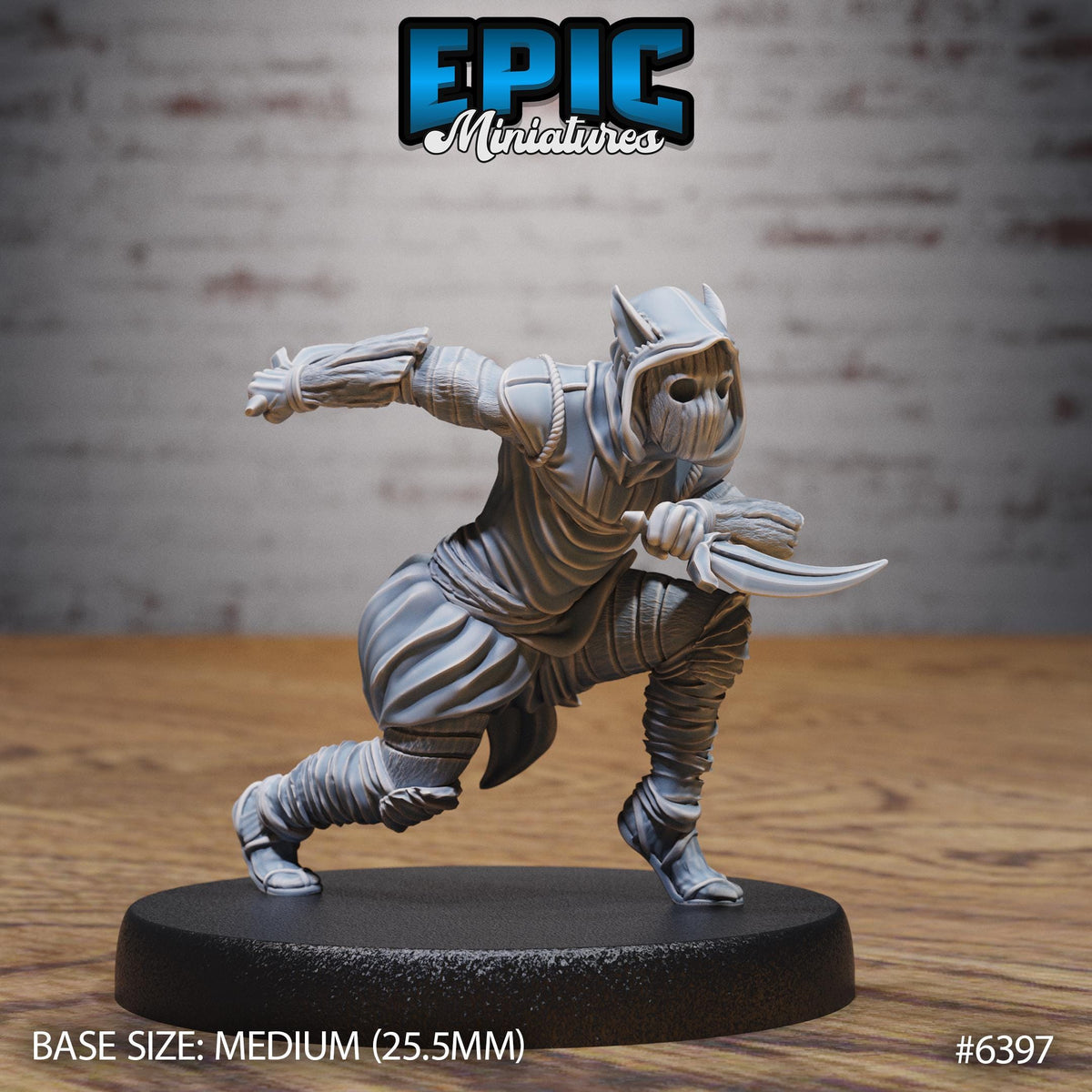 Figurine JDR Woodmask Assasin pour jeu de rôle - Imprimée en résine - Échelle 32mm - Epic Miniature
