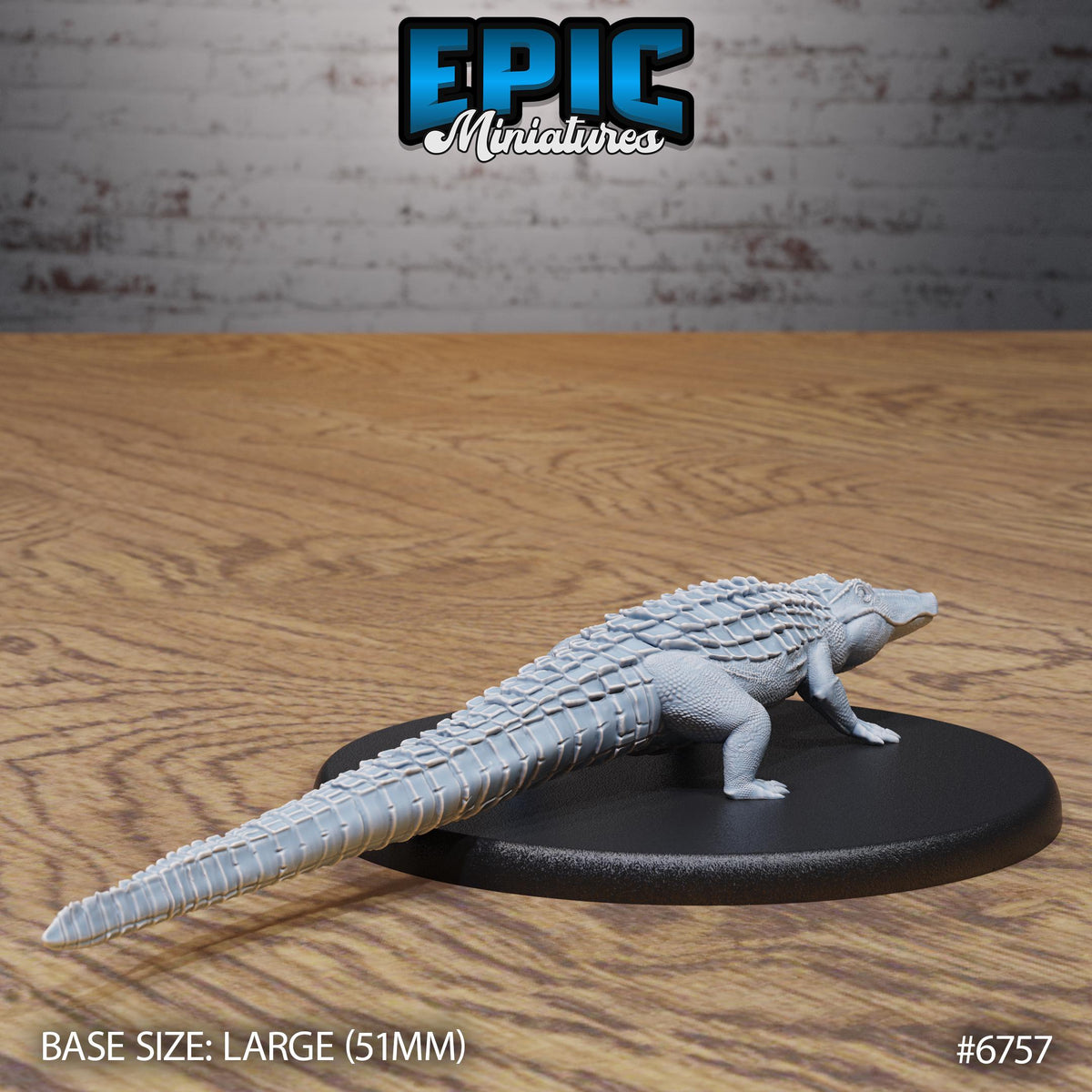 Figurine JDR Alligator pour jeu de rôle - Imprimée en résine - Échelle 32mm - Epic Miniature