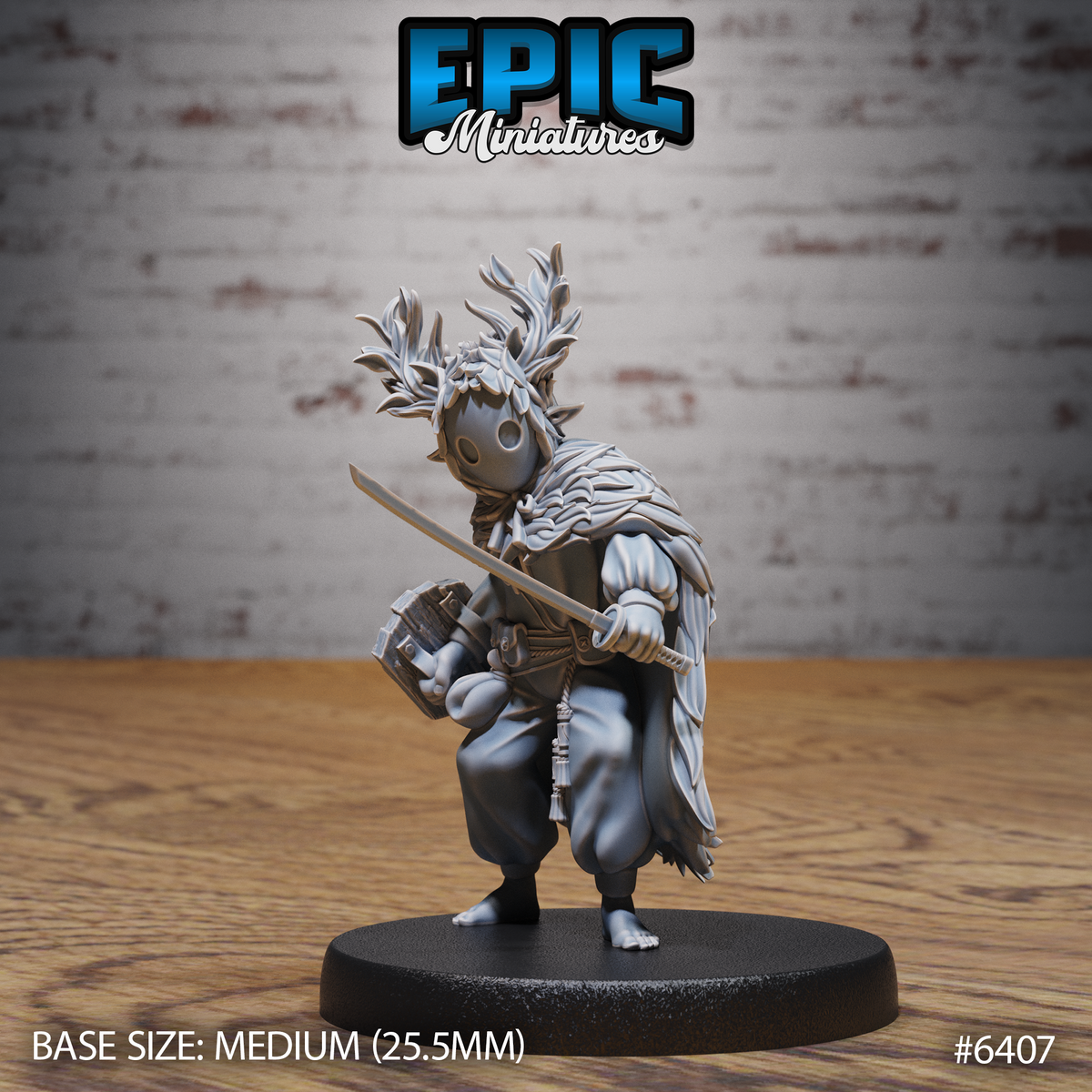 Figurine JDR Little masked  Forest Defender pour jeu de rôle - Imprimée en résine - Échelle 32mm - Epic Miniature