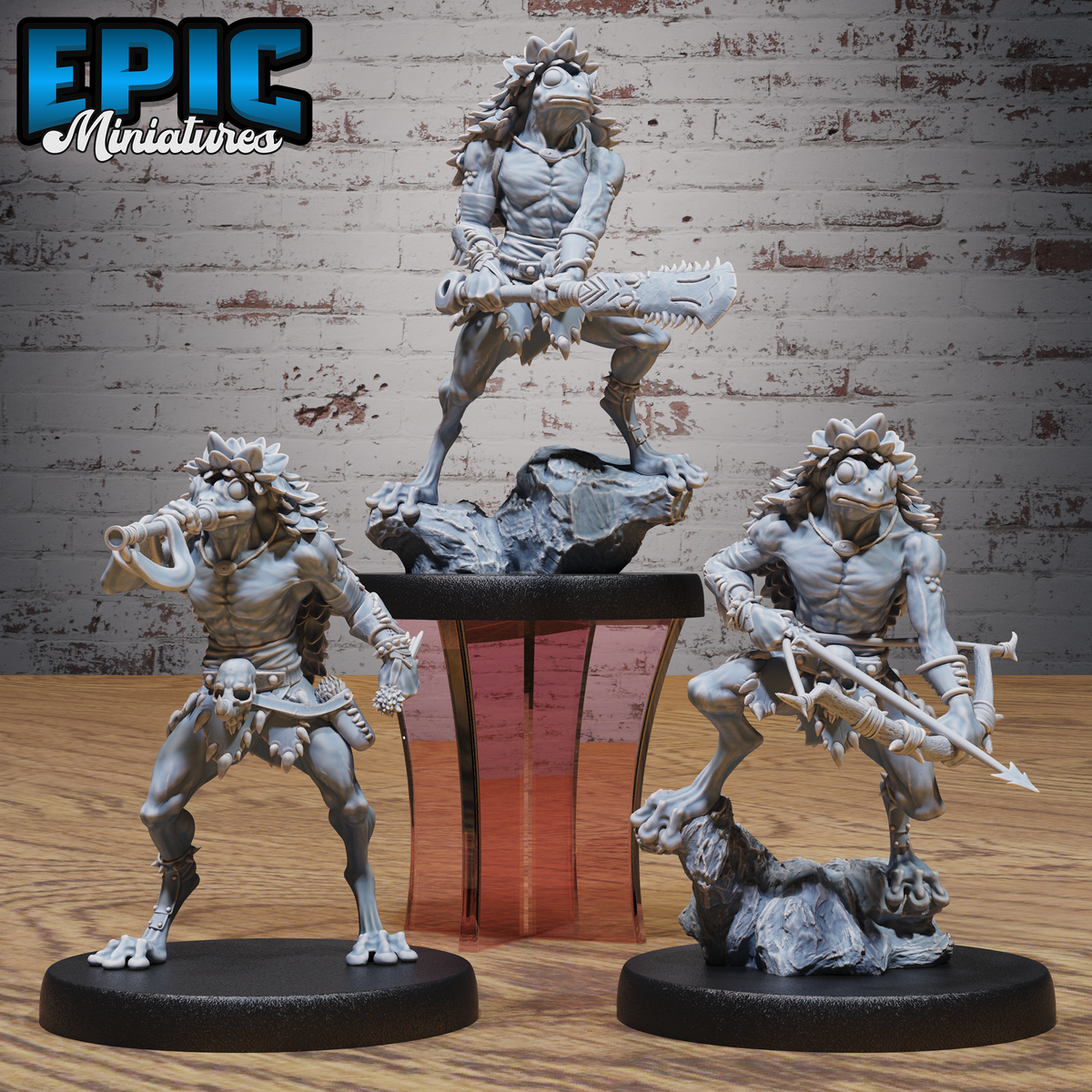 #6785b - Caped folkloric frog hunter RPG figurine for roleplaying games - Resin printed - 32mm scale - Epic Miniature