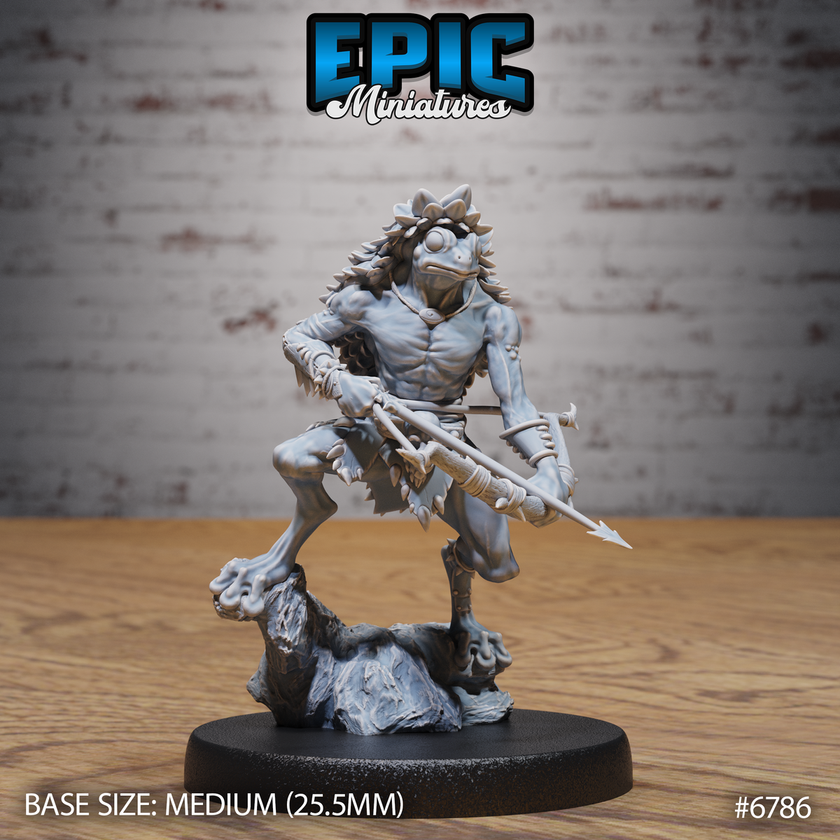 #6785b - Caped folkloric frog hunter RPG figurine for roleplaying games - Resin printed - 32mm scale - Epic Miniature