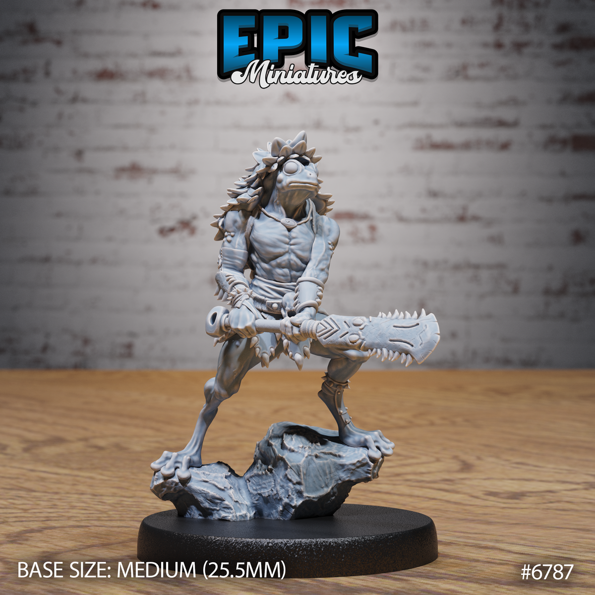 #6785b - Caped folkloric frog hunter RPG figurine for roleplaying games - Resin printed - 32mm scale - Epic Miniature