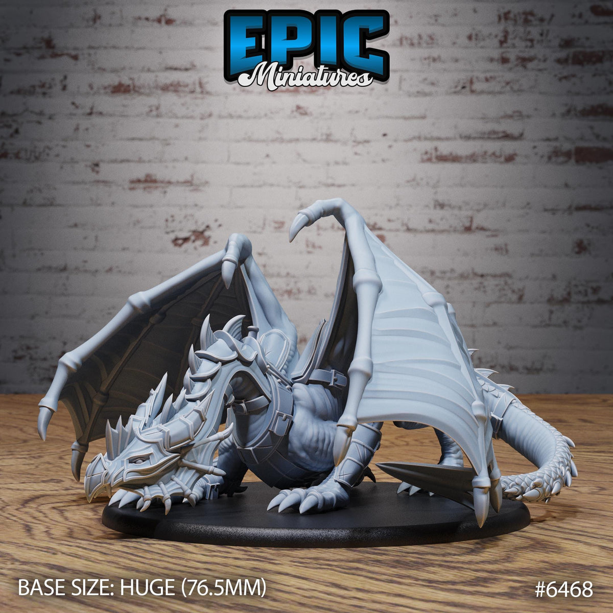Armored Dragon RPG miniature for role-playing games - Resin printed - 28mm and 32mm scale - Epic Miniature