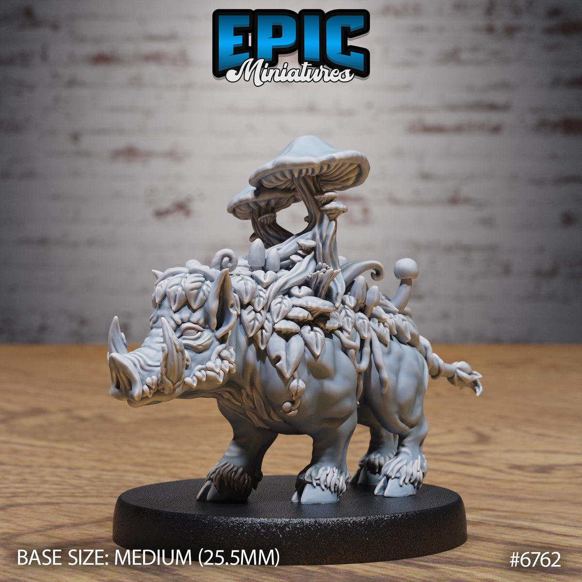 #6762 - Figurine JDR Mushroom Boar pour jeu de rôle - Imprimée en résine - Échelle 32mm - Epic Miniature