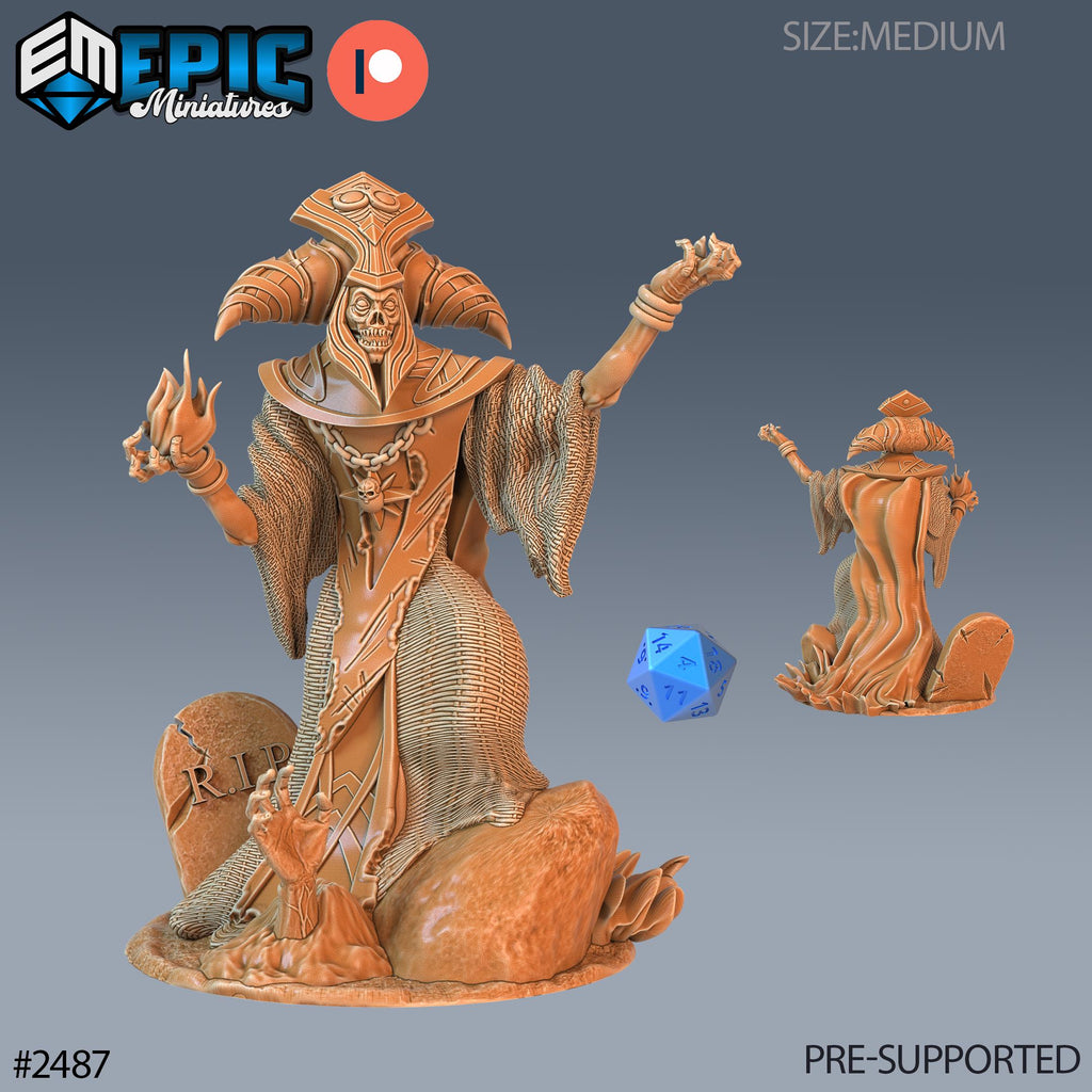 #2487 - Figurine JDR Arch Lich pour jeu de rôle - Imprimée en résine - Échelle 32mm - Haunting Catacombs - Epic Miniature