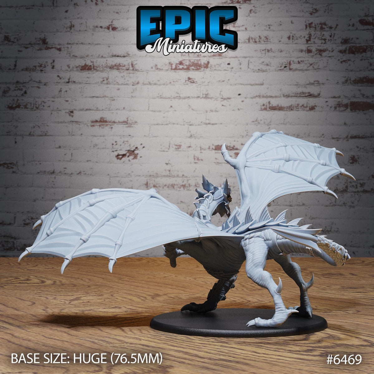 Armored Dragon RPG miniature for role-playing games - Resin printed - 28mm and 32mm scale - Epic Miniature