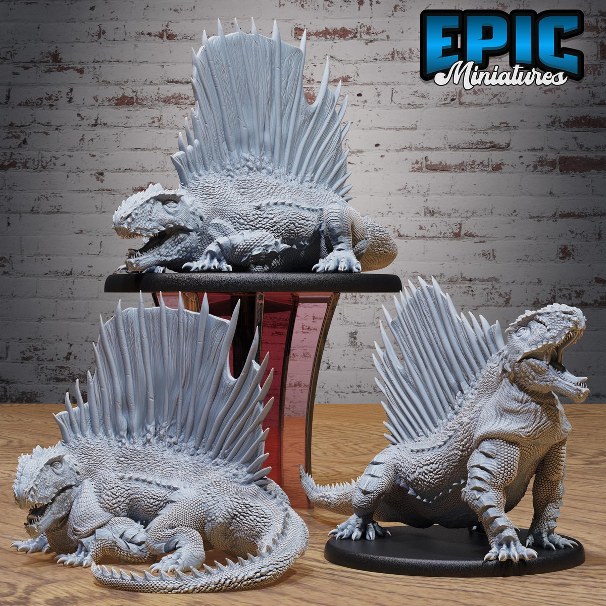 Figurine JDR Dimetrodon pour jeu de rôle - Imprimée en résine - Échelle 32mm - Epic Miniature