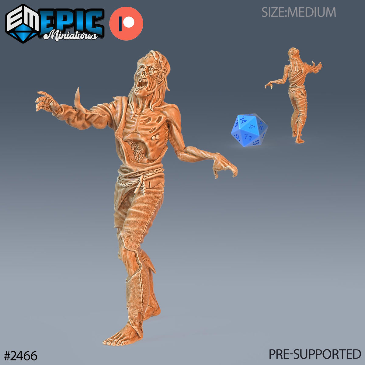 #2466 - Figurine JDR Rotting Zombie Male pour jeu de rôle - Imprimée en résine - Échelle 32mm - Epic Miniature