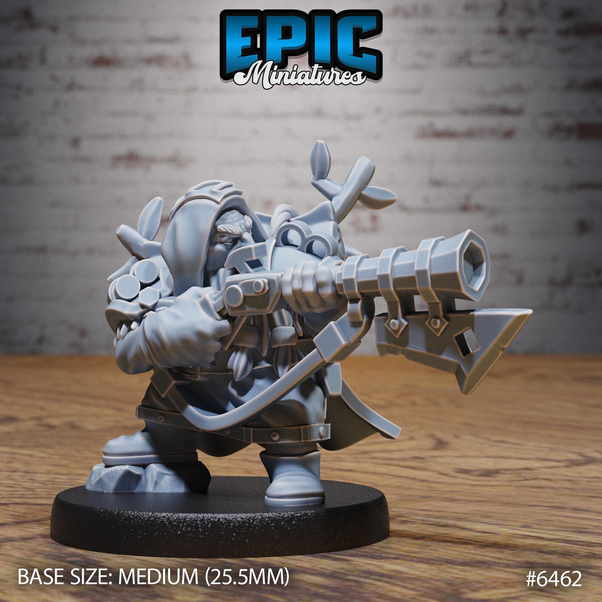 Dwarf Dragon Gunner RPG miniature for role-playing games - Resin printed - 28mm and 32mm scale - Epic Miniature