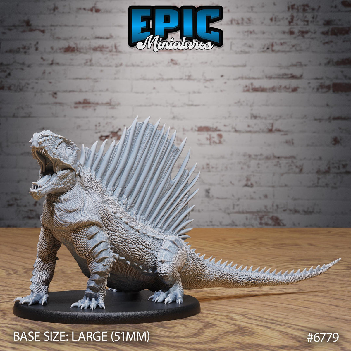 Figurine JDR Dimetrodon pour jeu de rôle - Imprimée en résine - Échelle 32mm - Epic Miniature