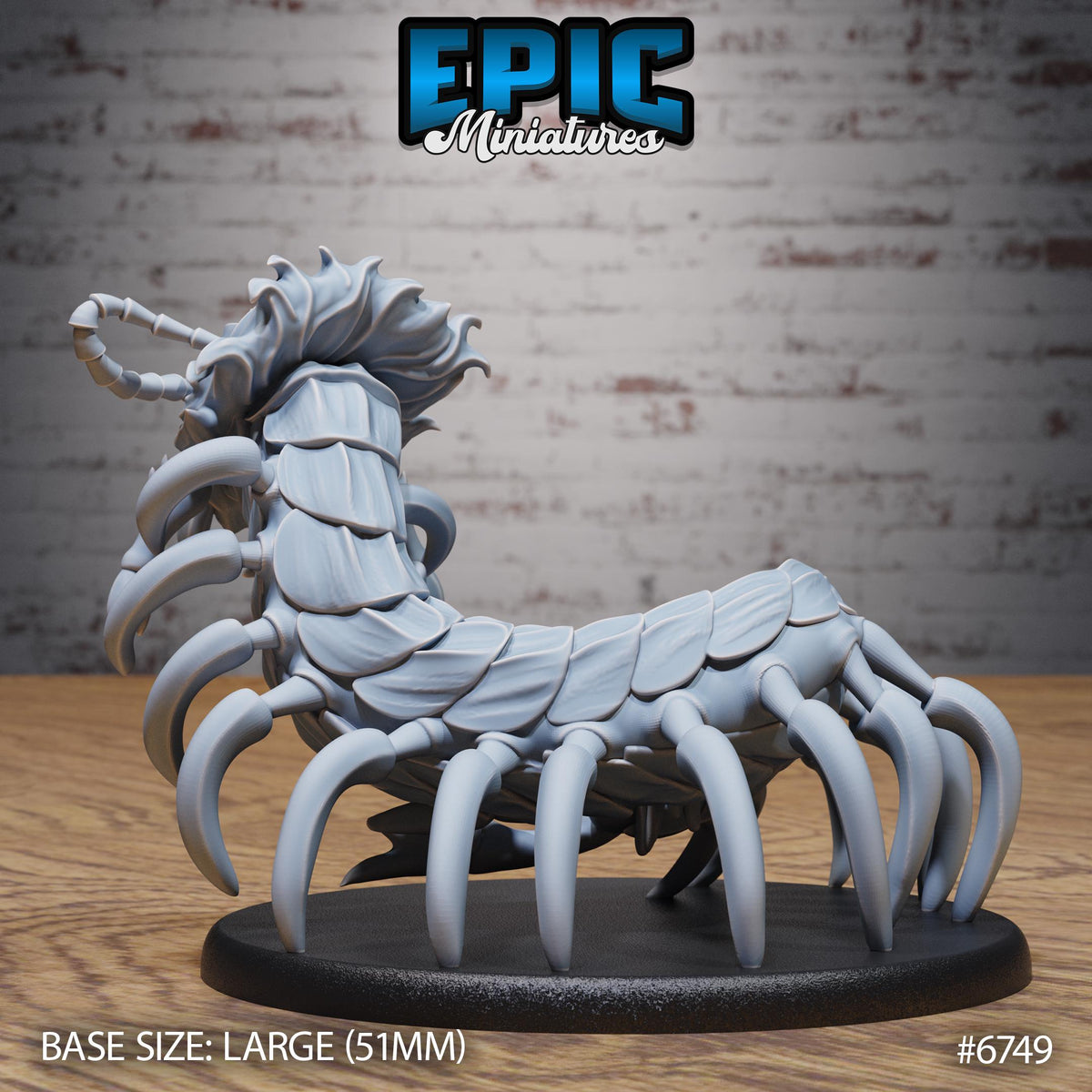 Figurine JDR Primal Centipede pour jeu de rôle - Imprimée en résine - Échelle 32mm - Epic Miniature