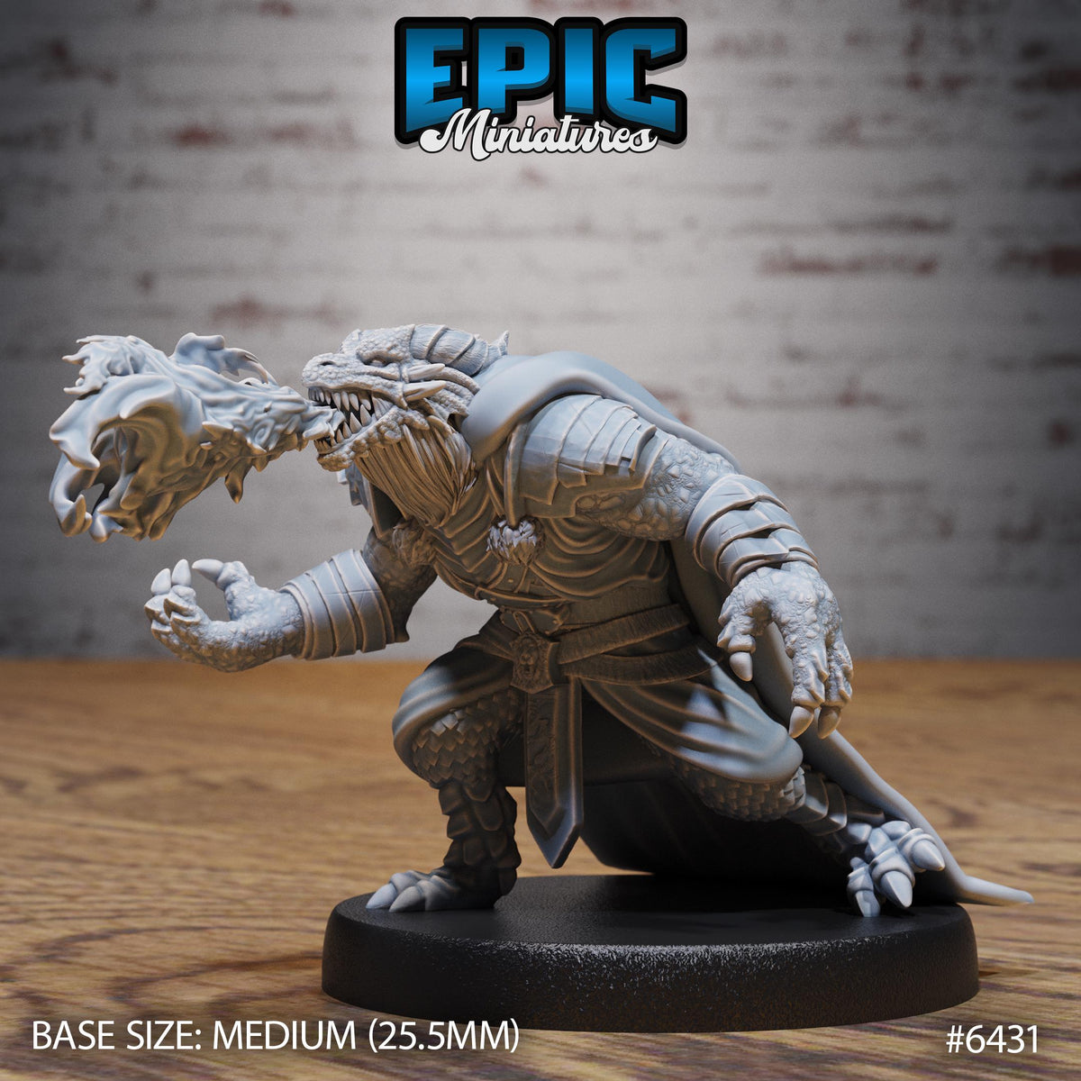 #6431 - Figurine Dragonborn Mage Firebreath en résine pour JDR