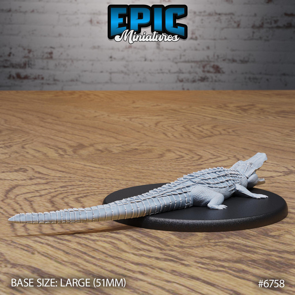 Figurine JDR Alligator pour jeu de rôle - Imprimée en résine - Échelle 32mm - Epic Miniature
