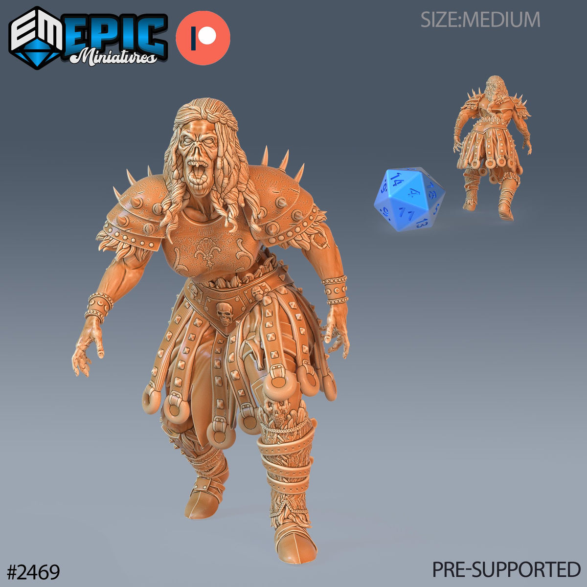 #2469 - Figurine JDR Zombie Knight Female pour jeu de rôle - Imprimée en résine - Échelle 32mm - Epic Miniature