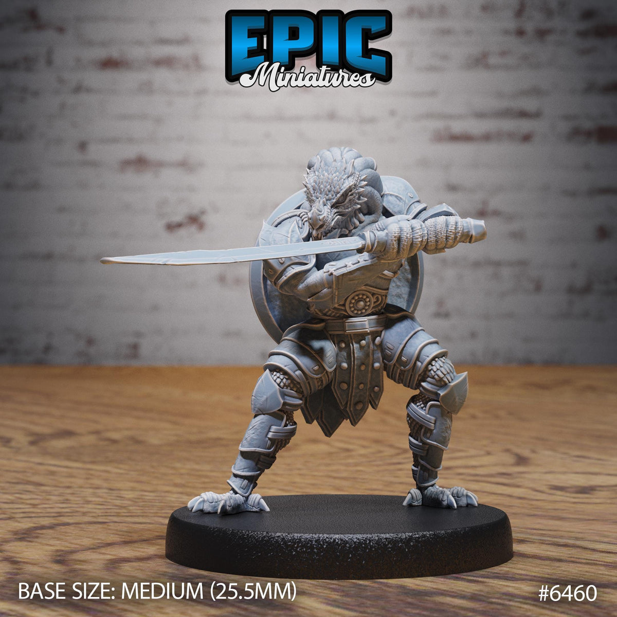 Dragonborn Warrior RPG miniature for role-playing games - Resin printed - 28mm and 32mm scale - Epic Miniature