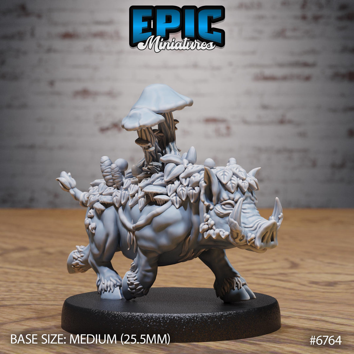 #6762 - Mushroom Boar TTRPG miniature for role-playing games - Resin printed - 32mm scale - Epic Miniature