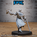 Vue arrière de la figurine JDR Blue Warlock Attack, montrant le dragon serpentin autour des épaules et du bras tendu, et le manteau en mouvement