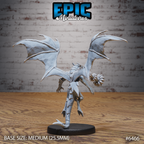 Vue arrière de Figurine JDR Draconic Demon Sapphire Flame, démon draconique ailé crachant un souffle de flames