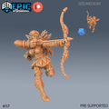 Figurine JDR Elf Ranger – Player Character, archère elfe bandant son arc avec une flèche, carquois dans le dos et petite vue arrière. 